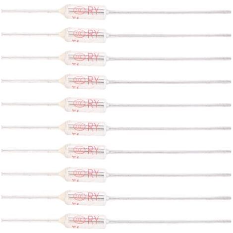 BUNTHAUS 10 Pièces Fusible Thermique 250V 10A 77℃, Coupure de Fusible Thermique de Coque Métallique, Fusible de Température TF 72250℃ (77℃)