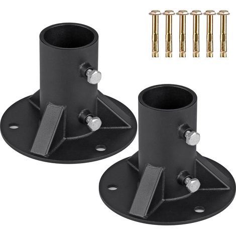 Lot de 2 poteaux de clôture en treillis métallique de 5 cm - Base de bride de sol - Pièces de clôture en treillis métallique avec support de sol - Convient aux tubes/poteaux d'un diamètre (1/5)