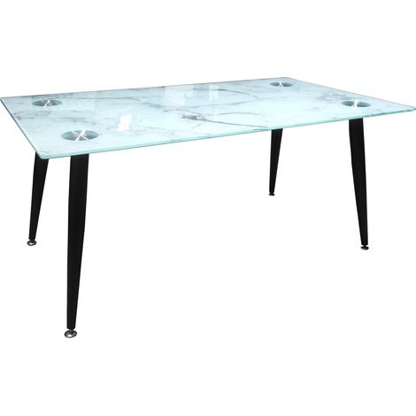 TAVOLO BASSO 100X55XH45CM VETRO MARMO BIANCO (1/2)