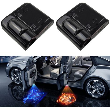 (Pour Mazda) Kit de 2 projecteurs laser LED sans fil pour portières de voiture, logo cheval bleu, éclairage d'ambiance, accessoires de voiture compatibles avec les véhicules Renault. (1/5)
