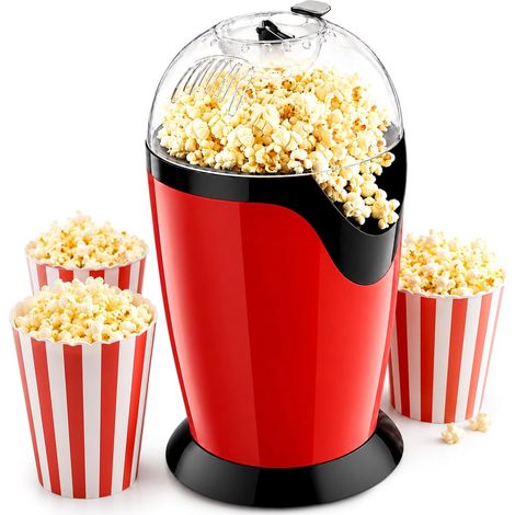 Machine à Pop Corn Air Chaud, 1200W Mini Machine Pop Corn Rétro, Machine à Popcorn à Air Chaud, Sans Gras Huile Popcorn Maker, Poping Rapide en 3 Minutes, Pour Maison, Soirées Football, Fêtes De Noël (1/5)