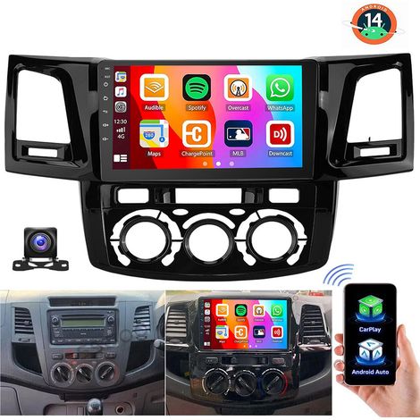 Autoradio Android 15 CarPlay pour Toyota Hilux 2005-2014, navigation GPS, RDS, WiFi - 2+64G CAM