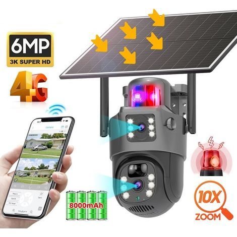Telecamera di sorveglianza esterna wireless 4G LTE – Visione notturna a colori – Rilevamento di movimento PIR – Vista panoramica a 360° (1/5)