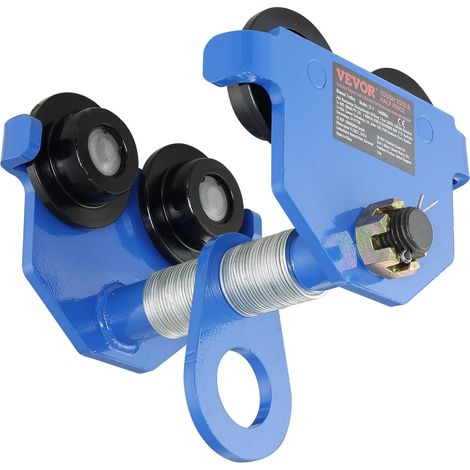 VEVOR Carrello con Trave di Spinta, Carrello Manuale, Capacità di Carico di 1 Tonnellata, Regolabile per Larghezza Flangia della Trave da 63.5mm a 177.8mm, per Paranco da Garage in Acciaio Legato (1/5)