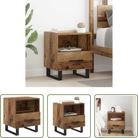 Rangement chambre - Cabinet de chevet avec tiroir Bois ancien 40 x 35 x 47,5 cm (1/5)