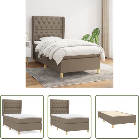 vidaXL Tête de lit réglable - Sommier à lattes de lit avec matelas Taupe 80x200 cm Tissu (1/5)