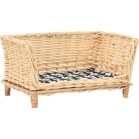 Cesta per Cani con Cuscino 50x33x30 cm Salice Naturale vidaXL