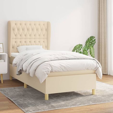 Giroletto a Molle con Materasso Crema 90x200 cm inTessuto vidaXL (1/5)