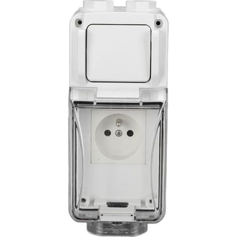 Prise Étanche - IP66 - 250 V 16 A - Interrupteur À Bascule - Boîtier ABS - Pour Extérieur Et Locaux Humides - 1 Pièce (1/5)