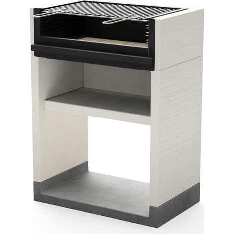 TUOZI - Barbecue fixe pour bois et charbon modèle VENIT FLEX (Gris/Blanc - 78 x 47 x 106 cm) REF: T00173 - Grande résistance, extérieur (1/3)