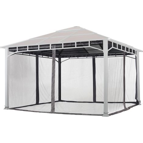Moustiquaires (4 toiles) pour tonnelle de jardin TOOLPORT Sunset Deluxe 4x4 m gris (1/5)