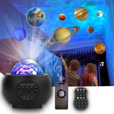 Veilleuse Lampe Projecteur LED Étoile,Projecteur Ciel Étoilé Rotatif avec 21Mode Télécommand Timer Bluetooth,Projecteur Galaxie-Ywey (1/4)