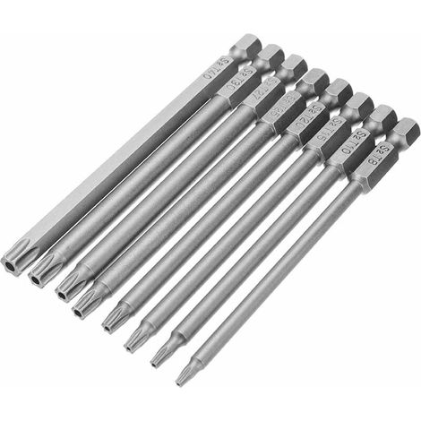 Tournevis porte-embout Acier Jeu de Tournevis Torx à Tête Magnétique de Sécurité Tige Hexagonale T8-T40 S2 100mm 6.35MM(1/4) 8pcs Sunflower (1/2)