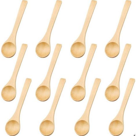 12 PCs à la Petite cuillère en bois, ronde cuillère Mini cuillères en bois, 13x3CM ronde en bois enfants cuillère pour les épice (1/5)