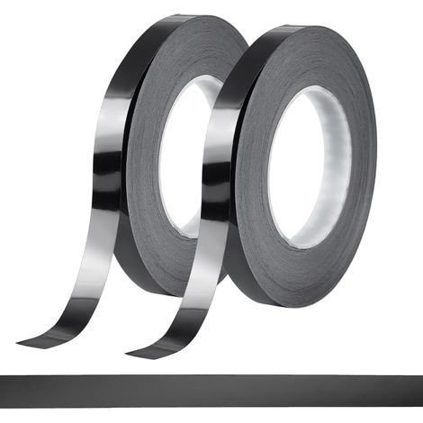 2 rouleau de Ruban Adhésif Métallisé, Ruban Autocollant PET Métallique Ruban Miroir Noir pour Détailler les Murs de Décoration de Bateau D'arts Graphiques D'accent, 1.5cm de Large, 50m/Rouleau (1/5)