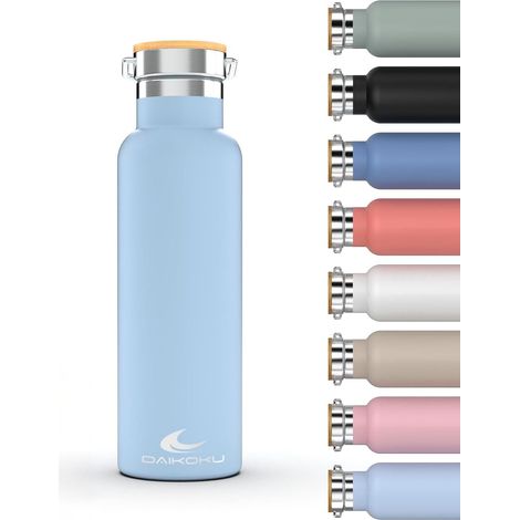 Gourde Isotherme 750L Bouteille d'Eau en Acier Inoxydable Étanche Isolation Thermique à Double Paroi Maintient les Boissons Froides ou Chaudes Pendant Heures Bleu Céleste (1/5)
