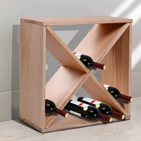 Meuble porte-bouteilles pour vins et liquors 24 bouteilles en bois naturel (1/5)