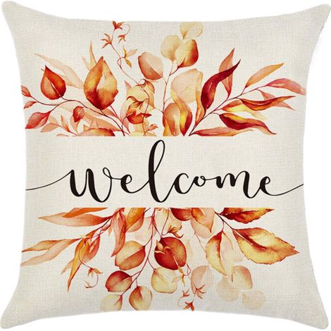 Coussin Décoratif D Extérieur - Motifs Citrouille Et Feuilles D Erable - Style Ferme Rustique Pour Automne Et Thanksgiving - 45 X 45 Cm - Lot De 1 (1/5)