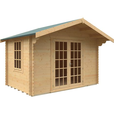 8x12 The Lotherton 28mm Cabin - L235 x W355 x H271.9 cm - Solid Wood/Softwood/Pine - Natural