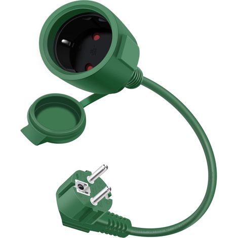 1 Rallonge électrique Schuko Coudé 0.3m IP44 Cuivre Pur 16A 250V Extérieur Intérieur Jardin