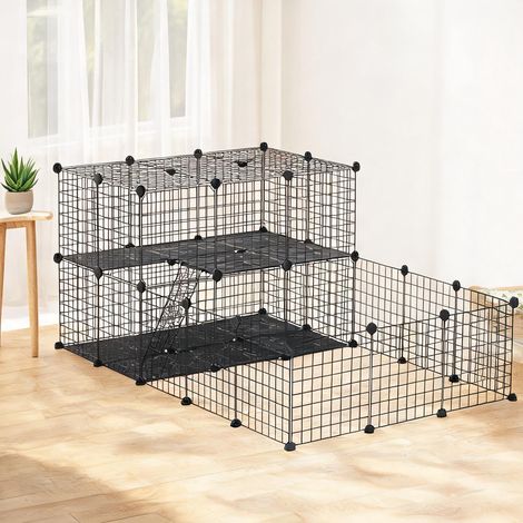 Cage pour rongeur enclos modulable 45 panneaux noir Résine PP (1/5)