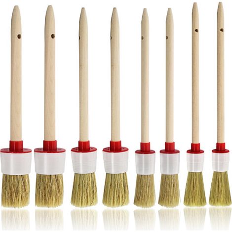 Pinceaux à Rechampir, 8 Pièces Pinceaux Rond Brosse à Pochoir en Bois 4 Tailles Pinceau Peinture pour Peinture Murale Meubles Vernis Lasures Accessoires de Bricolage (1/5)
