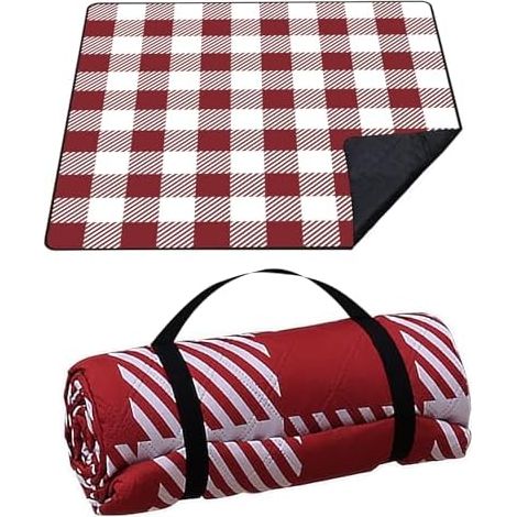 Picknickdecken 200x200 cm ,extra große Picknickdecke, Machine washable Camping Decke, Picknick decke Wasserdicht, Decke Outdoor, Faltbar Strandmatte mitSchultergurt,ideal für Strand Park79’’x79’ ’ROT