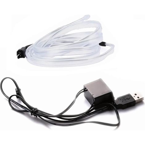 Bande lumineuse LED intérieure pour voiture 10ft, flexible avec câble USB, lumière néon universelle unique et cool, bleu glacier (1/5)