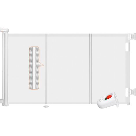 Barriere de Securite Enfant 0 à 200cm, Rétractable Barriere de Securite Chien avec Poteau de Support Barriere Escalier Enroulable pour Escaliers, Couloirs, Intérieur et Extérieur (1/5)