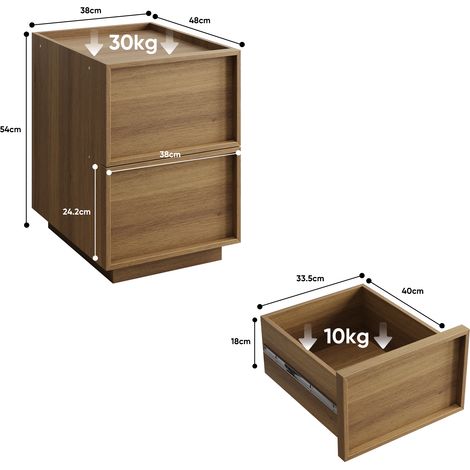 Table de chevet en chêne massif, design médiéval contemporain, 38 x 48 x 50 cm, idéale pour chambre, avec tiroir sans poignée, 1 unité.