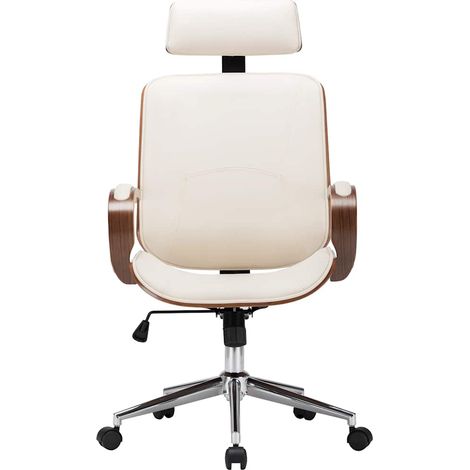 Maison Exclusive - Sedia Girevole con Poggiatesta Crema Similpelle e Legno Curvato (1/5)