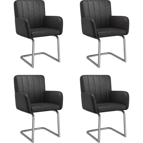 Set de 4 sillas de comedor negras en polipiel con patas metálicas en Z (1/5)