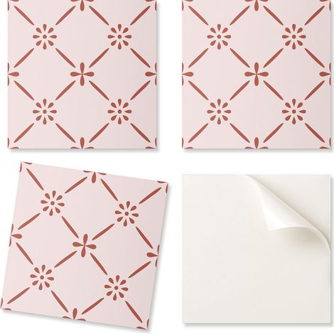 Juego de baldosas de vinilo autoadhesivas con estampado floral elegante, 9x30x30 cm.