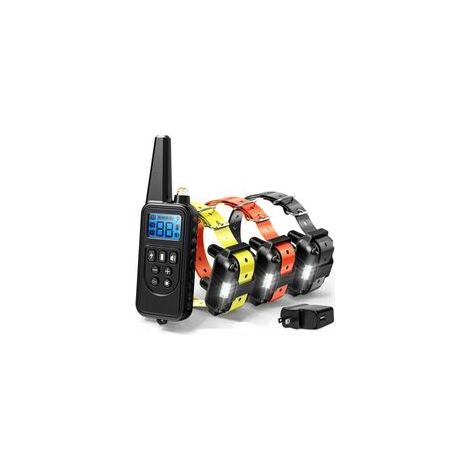 800 Mètre Collier de Dressage pour Chien, Collier Imperméable à l'eau de Chien d'entraînement à Distance avec 99 Niveaux de Chocs et Vibrations et la lumière de LED, Rechargeable (3 Récepteur) (1/5)