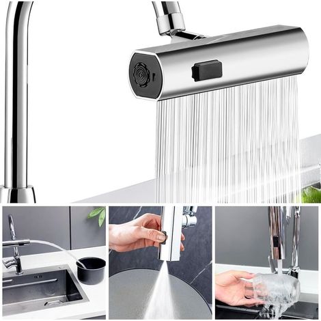 Nuevo grifo de cocina tipo cascada, grifo para fregadero de cocina, grifo de cocina giratorio de 360 grados, grifo de cocina de 3 funciones, grifo de cocina de alta presión (1/5)