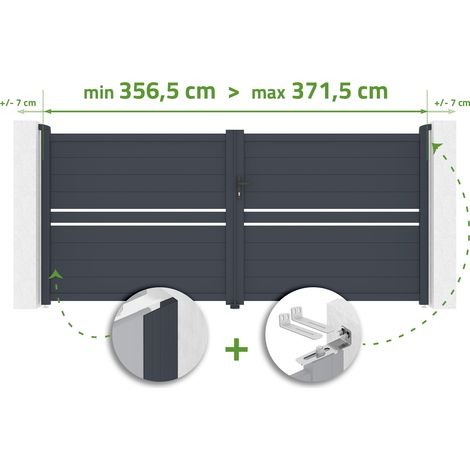 Verstellbares Schwingtor in Breite 3,5m CIMONE H.160cm grau Aluminium (1/4)