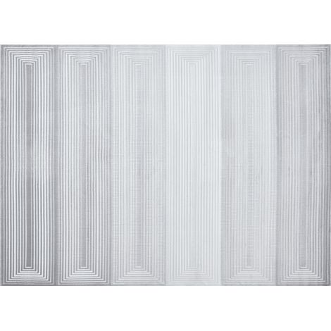 Tapis graphique art déco gris et blanc 160 x 230 cm HALL (1/5)