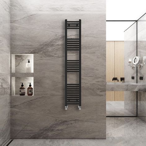 WarmeHaus Straight Heated Towel Rail Warmer Black 1600x300mm
