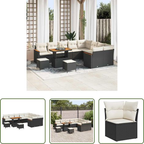 Poly-Rattan - Gartensofa-set 12 pcs Schwarz Poly-Rattan (1/5)