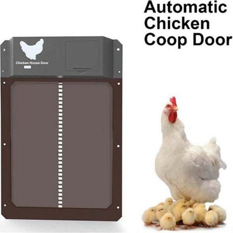 Porte Automatique - Volet Électrique Pour Poulailler - Rails De Guidage Inclus - Extérieur - Marron - 1 Pièce (1/5)