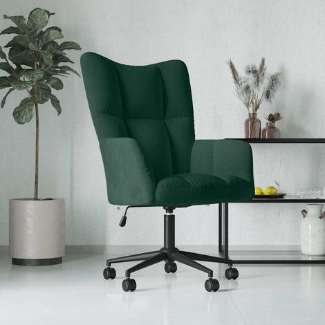 vidaXL Sedia Relax Verde Scuro in Velluto (1/5)