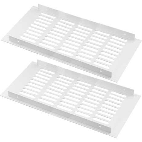 Lot de 2 Grille d'aération Aluminium, Blanc, 150x300mm, Pour Armoire Cuisine