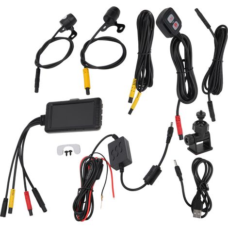 Caméra moto 3 en 1, Dash Cam 1080P, vue avant + arrière avec contrôle par câble (1/5)
