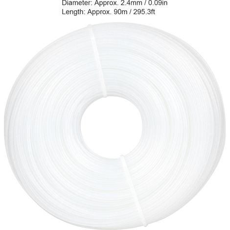 Fil de coupe-bordures en nylon blanc rond de 2,4 mm x 90 m, accessoire pour tondeuse à gazon (1/5)
