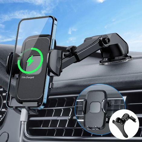 Support téléphone voiture universel rotatif 360° ventouse rétractable, support smartphone GPS pour tableau de bord, fixation solide (1/5)