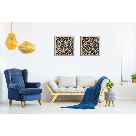 FOGLIE - Quadro arredo LASERCUT composito Legno e PVC - Misura: 40x40 cm (1/4)