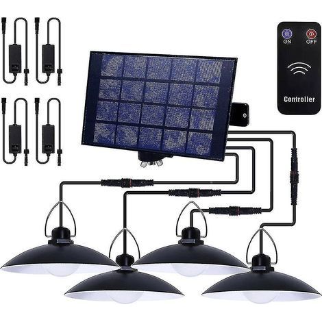 CREA Solar-Pendelleuchte, wasserdichte LED-Außenleuchte mit Fernbedienung – Größe, Farbe: 1 Solarpanel mit 3 Lampen, Kaltweiß (1/5)