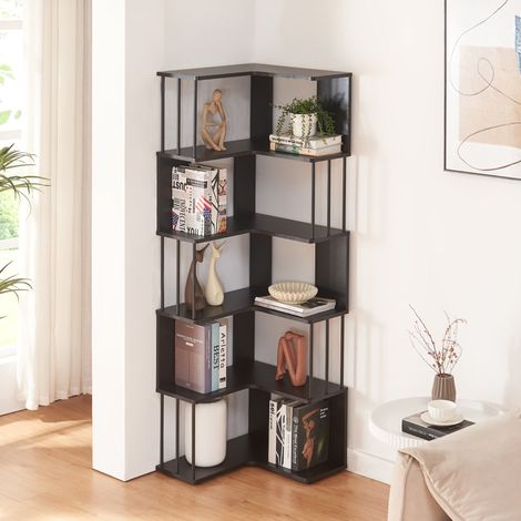 Scaffale Angolare Afrel con 5 Ripiani Aperti 160x54x54 cm - Nero [en.casa] (1/5)
