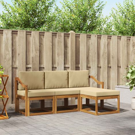 vidaXL Outdoor-Sofagarnitur mit Kissen 4 pcs Natur und Beige (1/5)