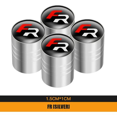 (Argent pour FR) 4 bouchons de valve de pneu en aluminium pour voiture, compatibles avec Seat Leon Cupra Ibiza Altea Exeo, Mula Sportcoupe Alhambra Tarraco (1/5)